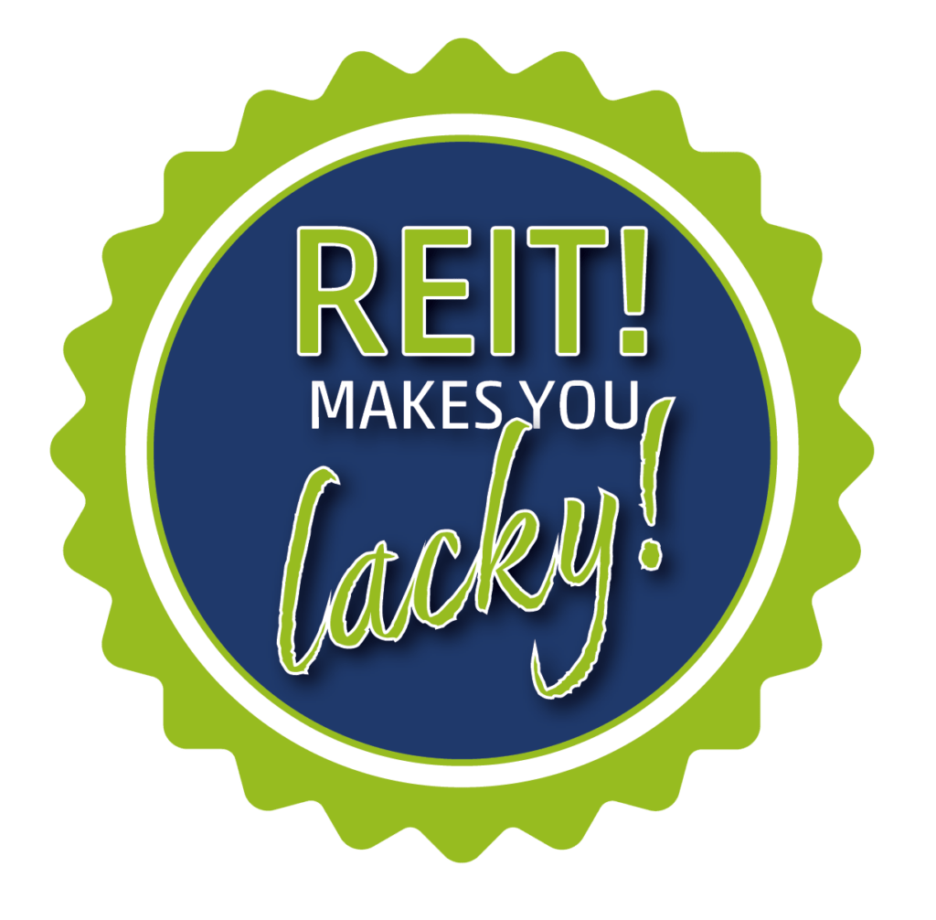 Button - Reit makes you lacky. Slogan mit einem der Reit-Mottos