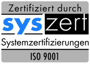 Zertifiziert durch SYSZERT - Systemzertifizierung - ISO 9001