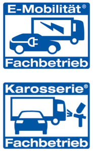 E-Mobilität Fachbetrieb Logo und Karosserie Fachbetrieb Logo